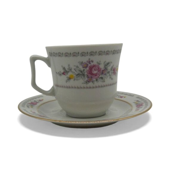 JLMENAU Graf Von Henneberg Floral Gold Trim Cup & Saucer Germany Vintage - Picture 1 of 11